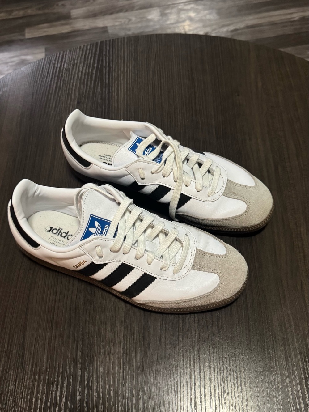 adidas Samba Leather Sneakers in White, Black and Gray
